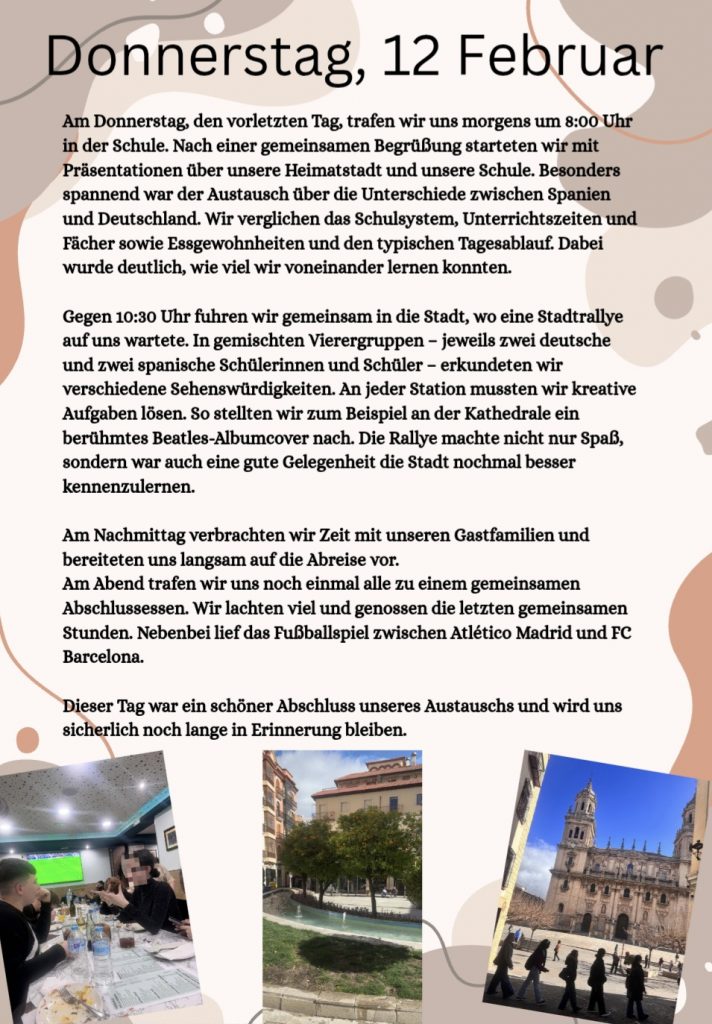 (c) Lloyd 2026: Tagesbericht des Jaén-Austauschs vom 12.2.26