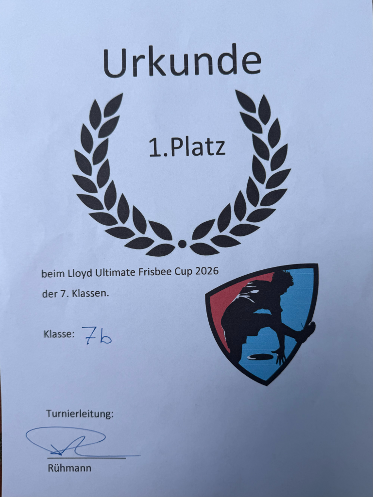 (c) Lloyd 2026: Urkunde des Ultimate Frisbee Turniers