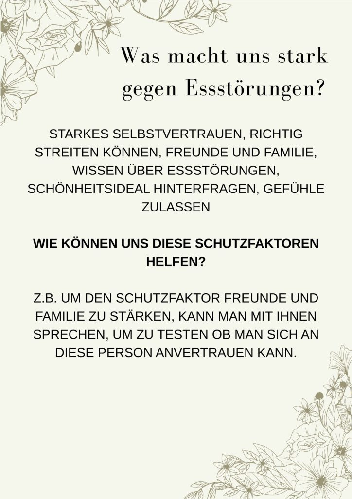 Plakat zum Thema Was macht uns stark gegen Essstörungen?