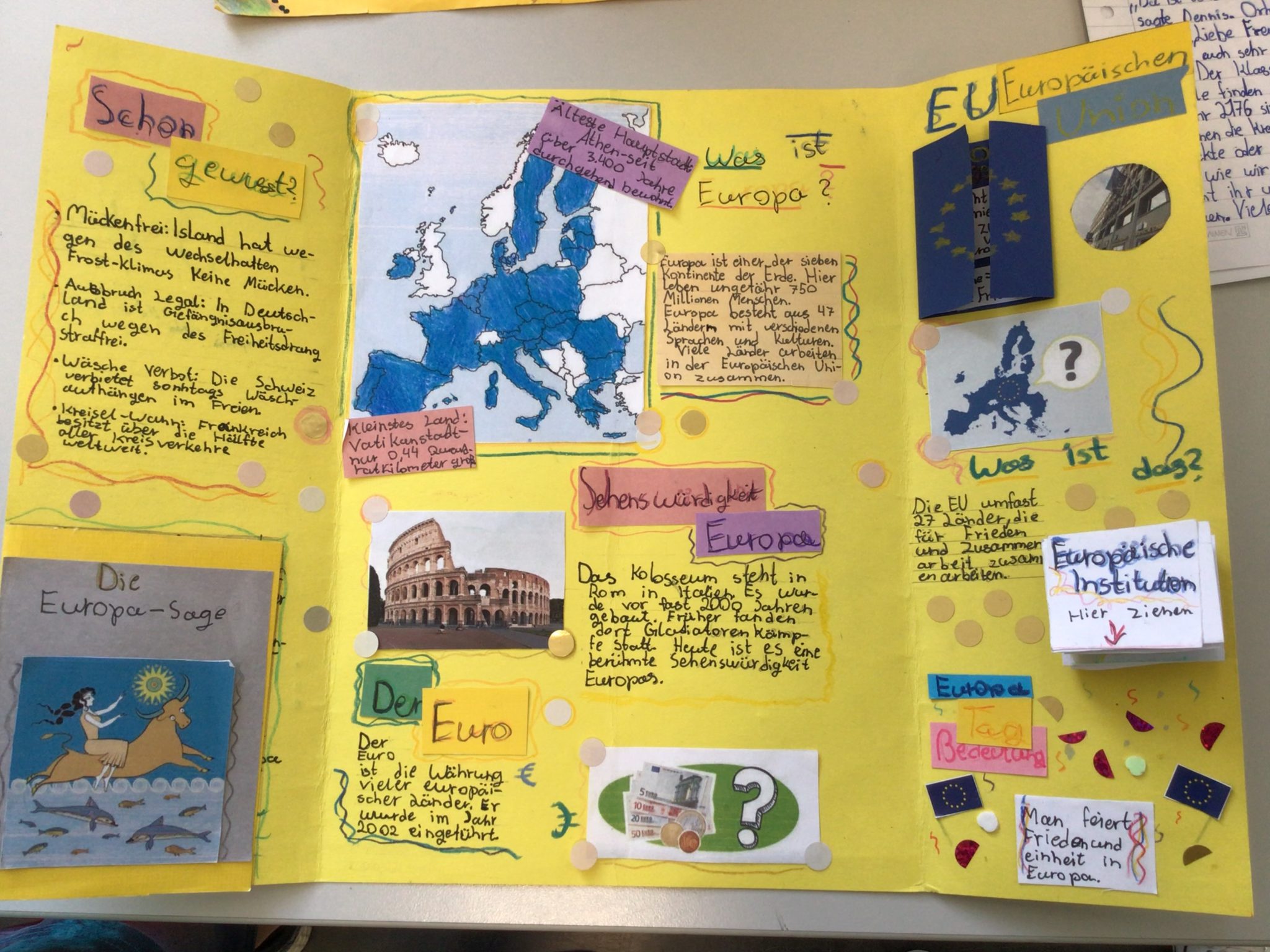 Innenseite eines Europa-Lapbooks