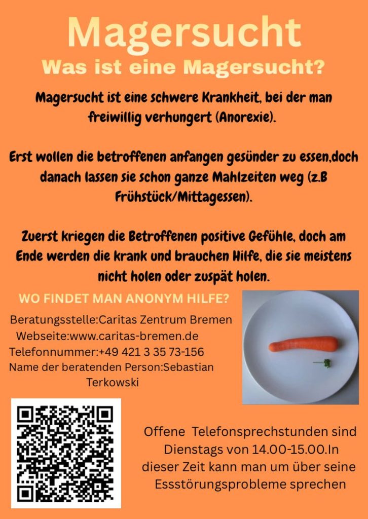 Plakat zum Thema Magersucht