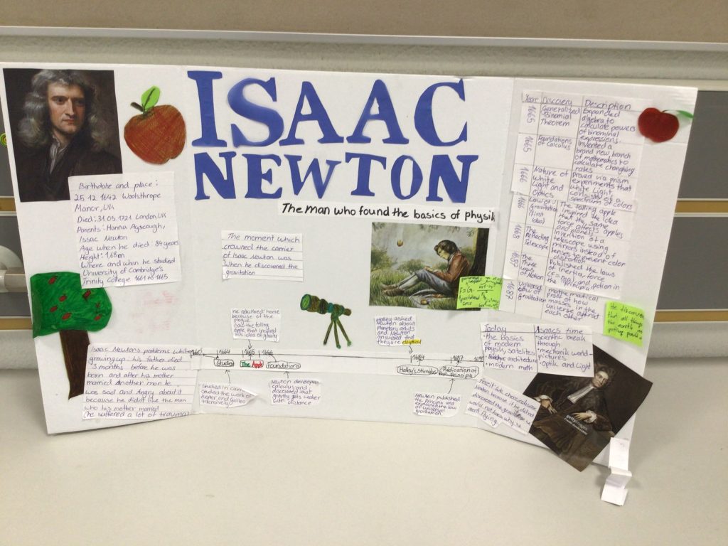 Ein englischsprachiges Plakat über Isaac Newton